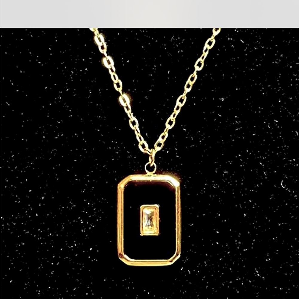 Black and gold cz stone necklace